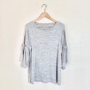 Loft Open Shoulder Gray Shirt.